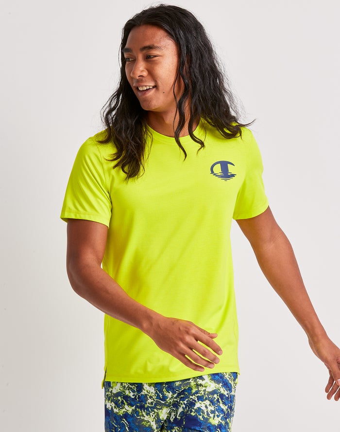 Champion Sport Ripple Effect Green T-Shirt Mens - South Africa UOSGBN432